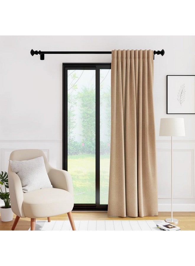Encasa XO Velvet Curtains 7 ft Long Set of 1 with Embossing | Solid Colour Door Curtains to Reduce Heat, Sound | Light Filtering Curtain for The Bedroom, Living Room - Beige - Image 1