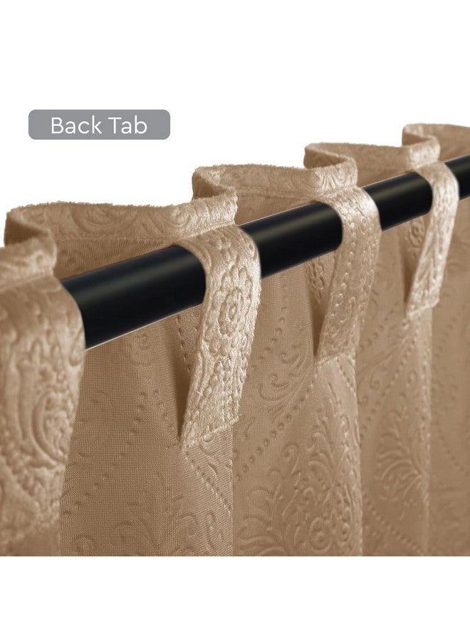 Encasa XO Velvet Curtains 7 ft Long Set of 1 with Embossing | Solid Colour Door Curtains to Reduce Heat, Sound | Light Filtering Curtain for The Bedroom, Living Room - Beige - Image 3