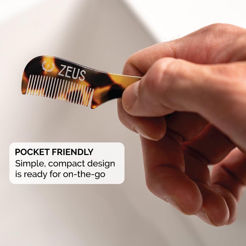 ZEUS Handmade Saw-Cut Mustache Comb for Men, Fine Tooth, Durable, Hand Polished Pocket Beard Comb, Grooming Essential (Traditional) B11 - Image 4