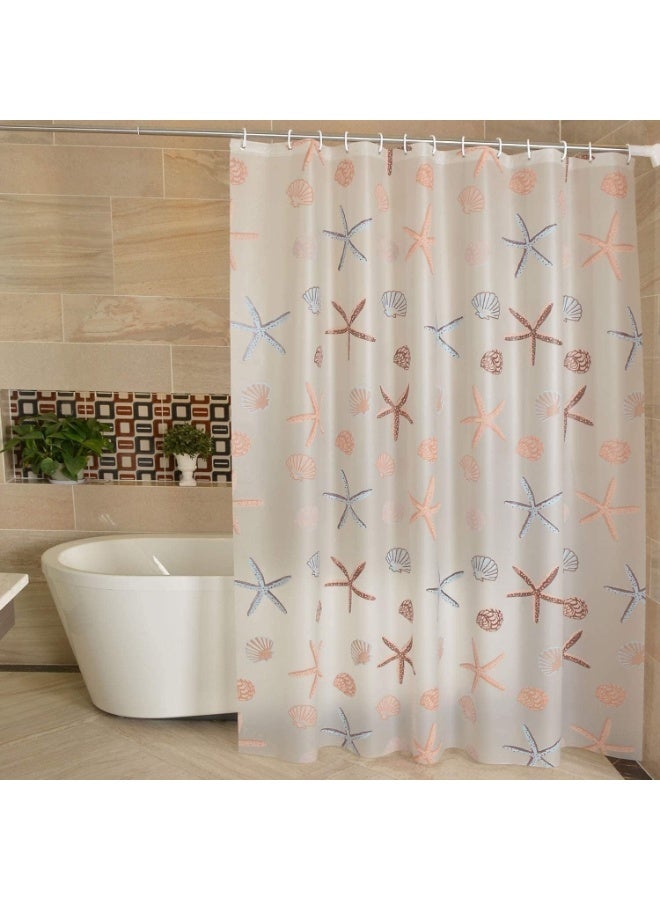 4 Pack Starfish Seashell PEVA Shower Curtain Liner 180x200cm Waterproof Rustproof Grommets Bathroom Bathtub Curtain - Image 1
