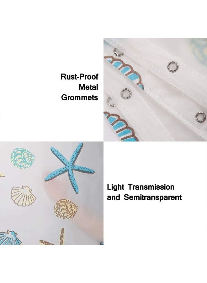 4 Pack Starfish Seashell PEVA Shower Curtain Liner 180x200cm Waterproof Rustproof Grommets Bathroom Bathtub Curtain - Image 2
