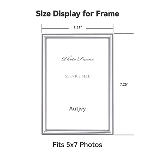 Autjvy 5x7 Picture Frame Set of 2, Silver Brushed Modern Simple Thin Aluminum Metal Photo Frame with HD Real Glass, Display for Tabletop and Wall Collage, 2 Pack - Image 2