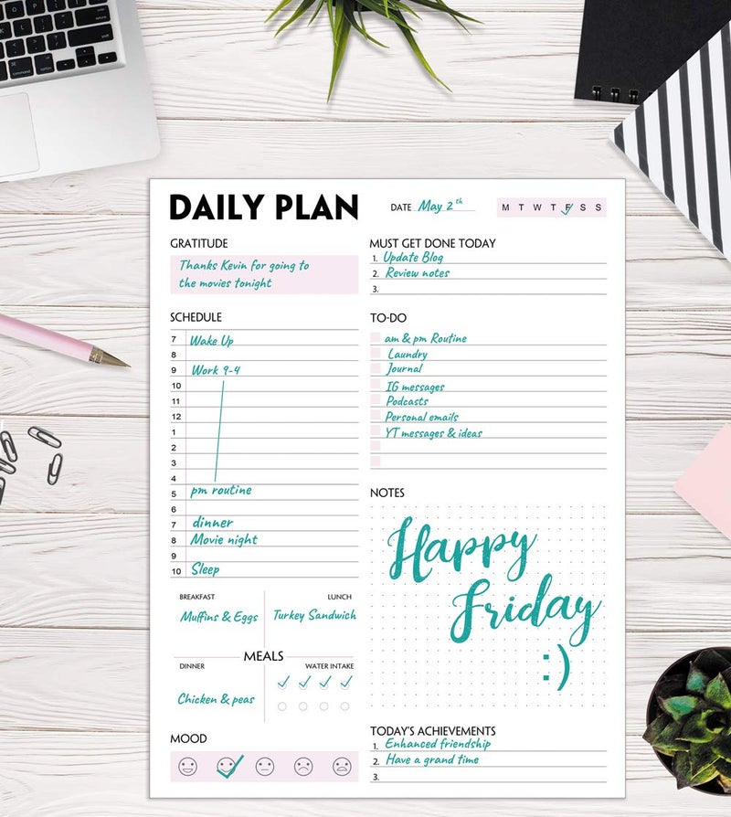 Nokingo Daily Planner Notepad - Tear-Off Daily Planning Pad, Organizer with To Do Lists, Schedule, Appointment, Productivity Tracker, 50 Undated Sheets, 8.5 x 11 in - Image 4