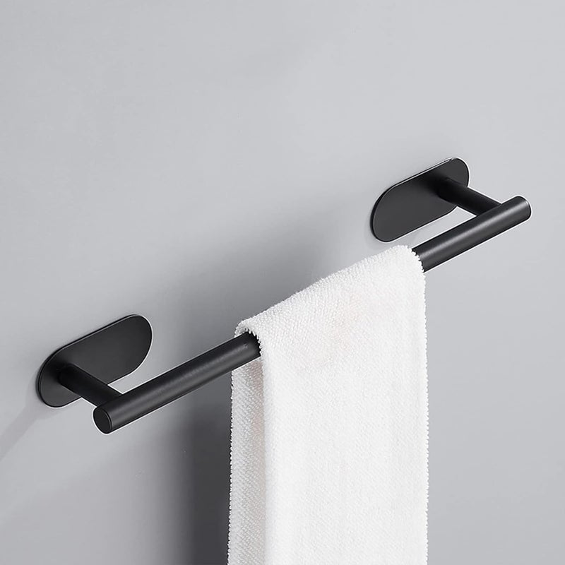 Boniry Aluminium Towel Holder for BathroomTowel RodTowel Hanger for Wash BasinTowel Stand with HooksBathroom Accessories 16 inch Black 1 PCS - Image 1