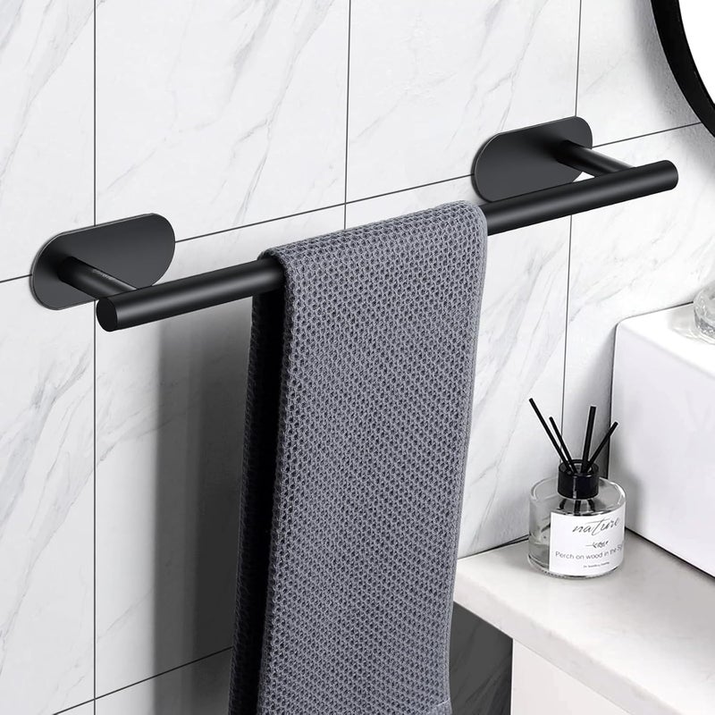 Boniry Aluminium Towel Holder for BathroomTowel RodTowel Hanger for Wash BasinTowel Stand with HooksBathroom Accessories 16 inch Black 1 PCS - Image 3