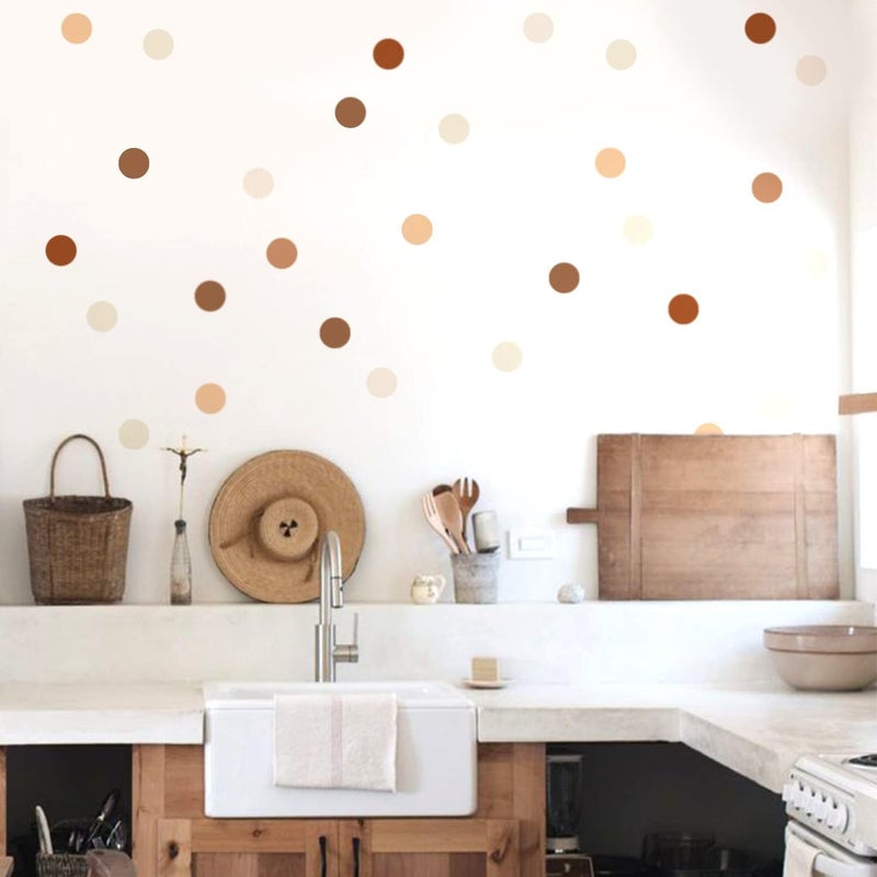 funlife 72 PCS Peel and Stick Boho Wall Decals, Self Adhesive Rustic Country Wall Stickers, Transparent PVC Polka Dot Wall Art Stickers for Kids Room Bedroom Playroom Home Decor - Image 1
