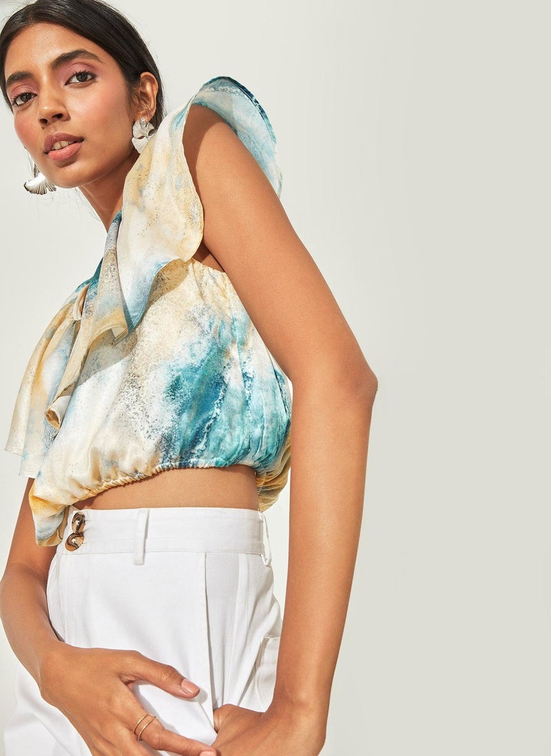 The Label Life Marble Print Ruffle Top - Image 5