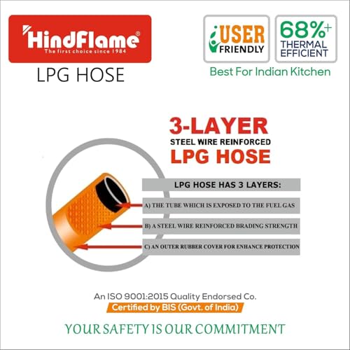 Khaitan Combo - 1 unit Khaitan 1 Burner Classic Stainless Steel Manual Gas Stove+ 1 unit HF Kitchen Lighter + 1 unit HF LPG Hose Pipe (1.5 mtr) (1B Classic & Hose Pipe, Lighter Combo) - Image 5