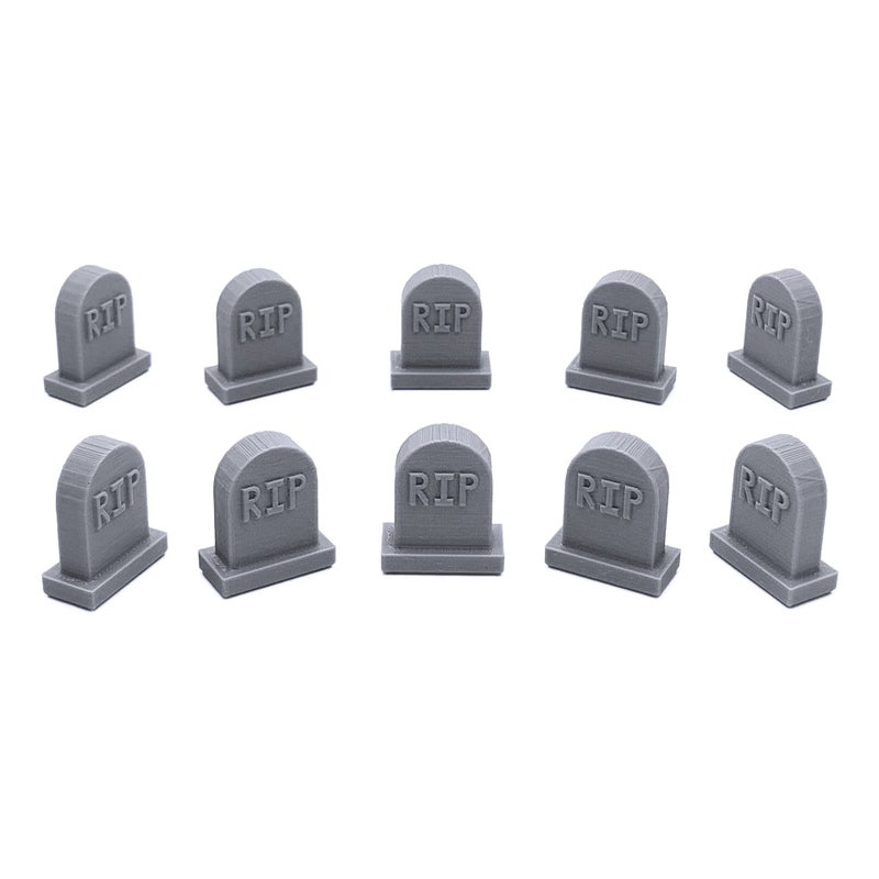 EnderToys RIP Gravestones  3D Printed Tabletop RPG Scenery and Wargame Terrain for 28mm Miniatures - Image 1