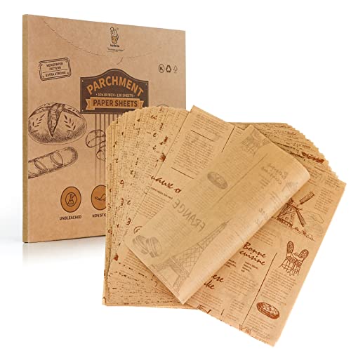 katbite ورق تغليف السندويشات كاتبايت 130 قطعة 10 بوصة، ورق دلي قوي، ورق مقاوم للدهون وغير لاصق، ورق برشمان غير مبيض مقصوص مسبقًا مثالي لتغليف الخبز، البرغر والسندويشات - Image 1