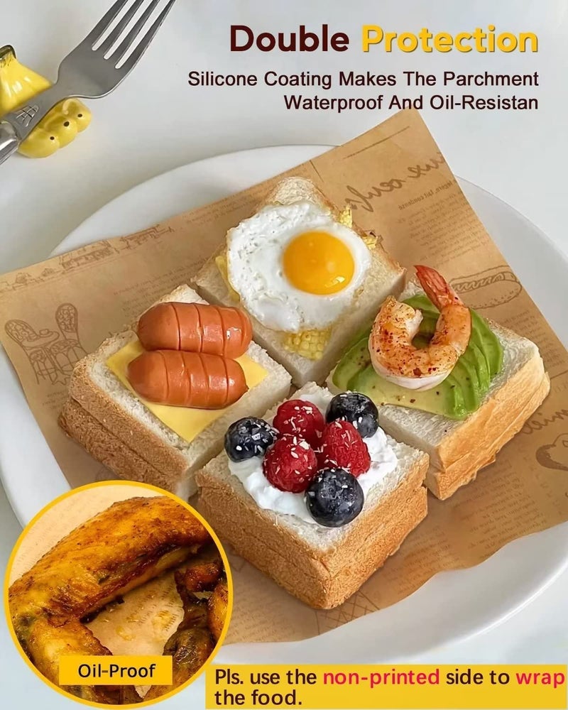 katbite ورق تغليف السندويشات كاتبايت 130 قطعة 10 بوصة، ورق دلي قوي، ورق مقاوم للدهون وغير لاصق، ورق برشمان غير مبيض مقصوص مسبقًا مثالي لتغليف الخبز، البرغر والسندويشات - Image 5