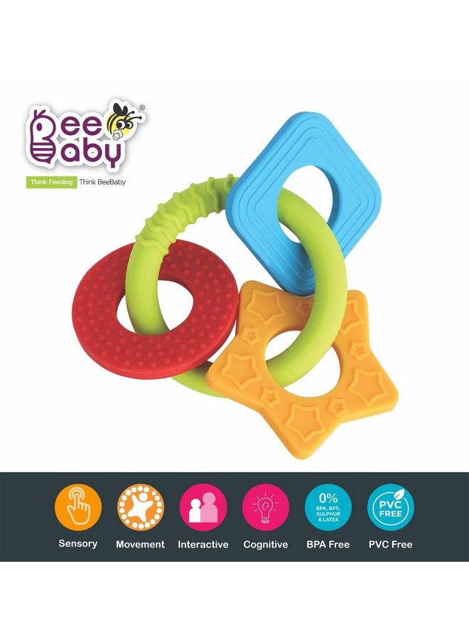 Beebaby Chewy Trinkets Soft Silicone Teether For 3 To 6 Months Baby Infants. Multiple Textured Surface And Ring To Massage Babies Gums With Easy To Grip 100% Bpa Free And Food Grade. (Geometrical Shape 3M+) - Image 4