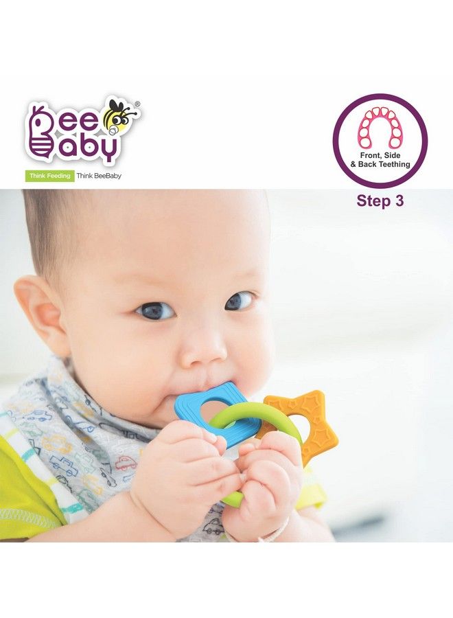 Beebaby Chewy Trinkets Soft Silicone Teether For 3 To 6 Months Baby Infants. Multiple Textured Surface And Ring To Massage Babies Gums With Easy To Grip 100% Bpa Free And Food Grade. (Geometrical Shape 3M+) - Image 5