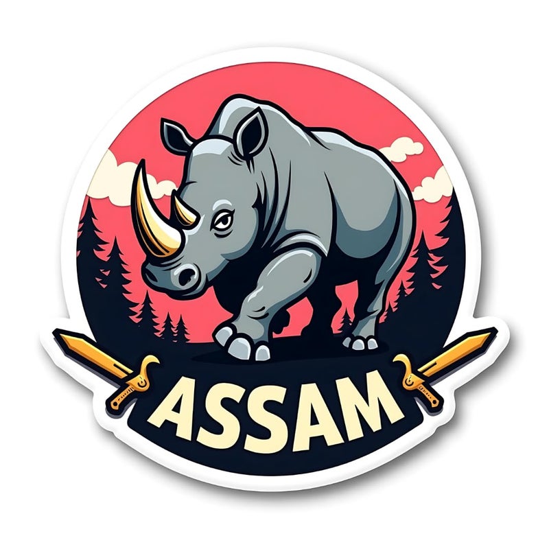 GIFTODAY Assam Theme Souvenir Wooden Fridge Magnet for Refrigerator Assam Printed Magnet for Office and Home Decoration Perfect Souvenir Gift Pack of 1 Size 3x3 Inch - Image 1