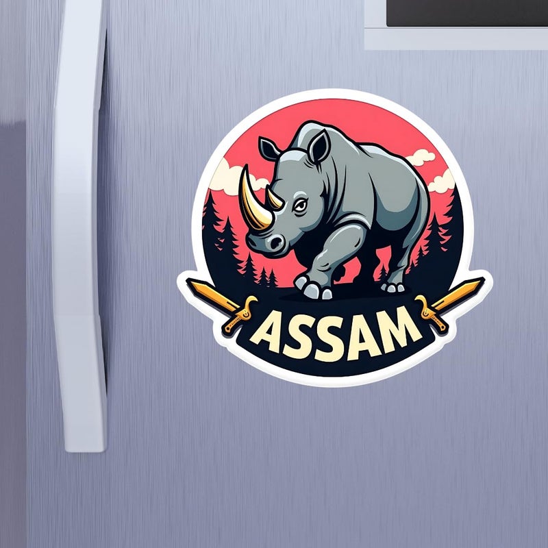 GIFTODAY Assam Theme Souvenir Wooden Fridge Magnet for Refrigerator Assam Printed Magnet for Office and Home Decoration Perfect Souvenir Gift Pack of 1 Size 3x3 Inch - Image 2