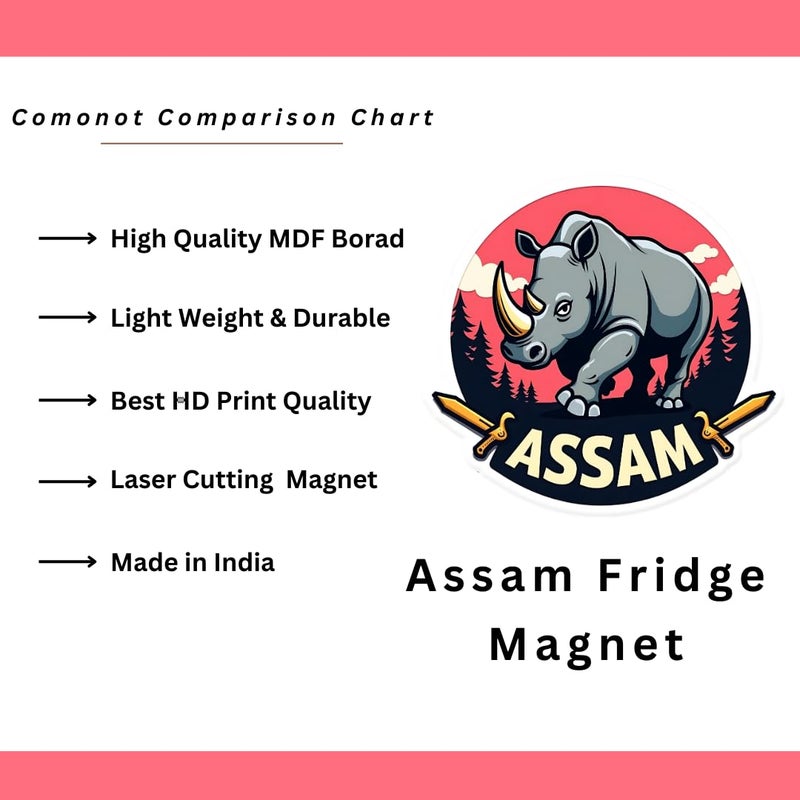 GIFTODAY Assam Theme Souvenir Wooden Fridge Magnet for Refrigerator Assam Printed Magnet for Office and Home Decoration Perfect Souvenir Gift Pack of 1 Size 3x3 Inch - Image 5