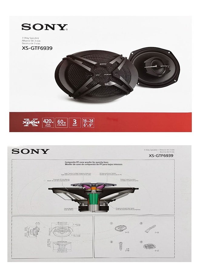 Sony - Sony XS-GTF6939 Car Audio Bass Speakers Car Speakers 420W 3-Way 6x9 Inch 3-Way Speakers with 40m Free Speaker Cable - Cars Entertainment Systems Car Audio Music System - Image 1