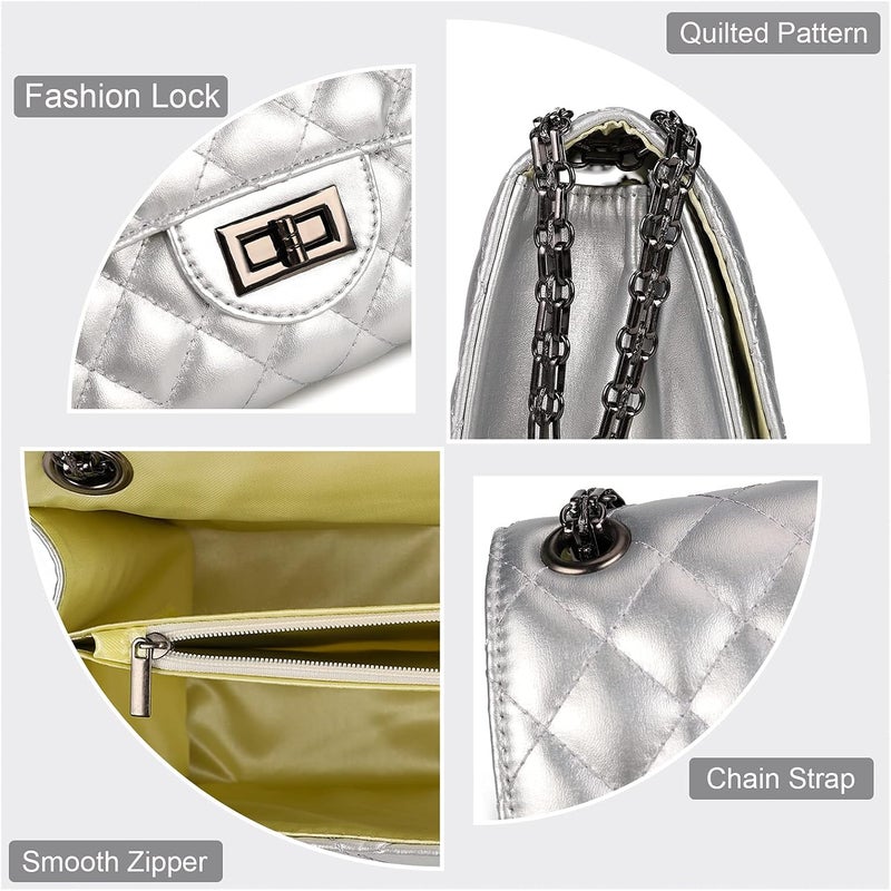 Gladdon Quilted Crossbody Purse for Women Trendy Ladies Shoulder Bag with Chain Designer Purses - Image 5