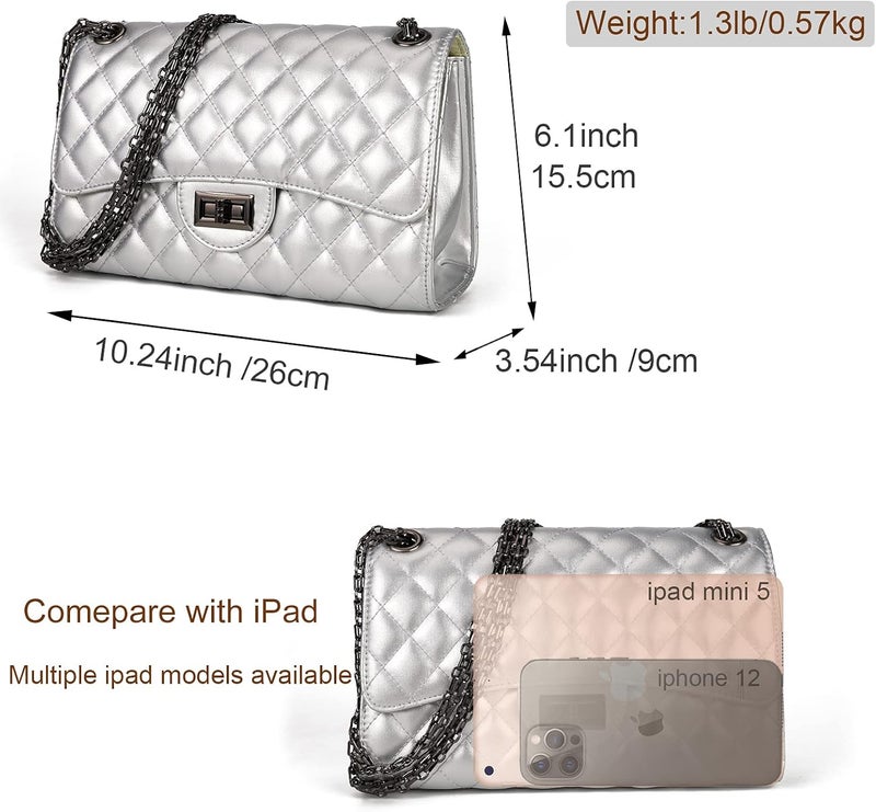 Gladdon Quilted Crossbody Purse for Women Trendy Ladies Shoulder Bag with Chain Designer Purses - Image 3
