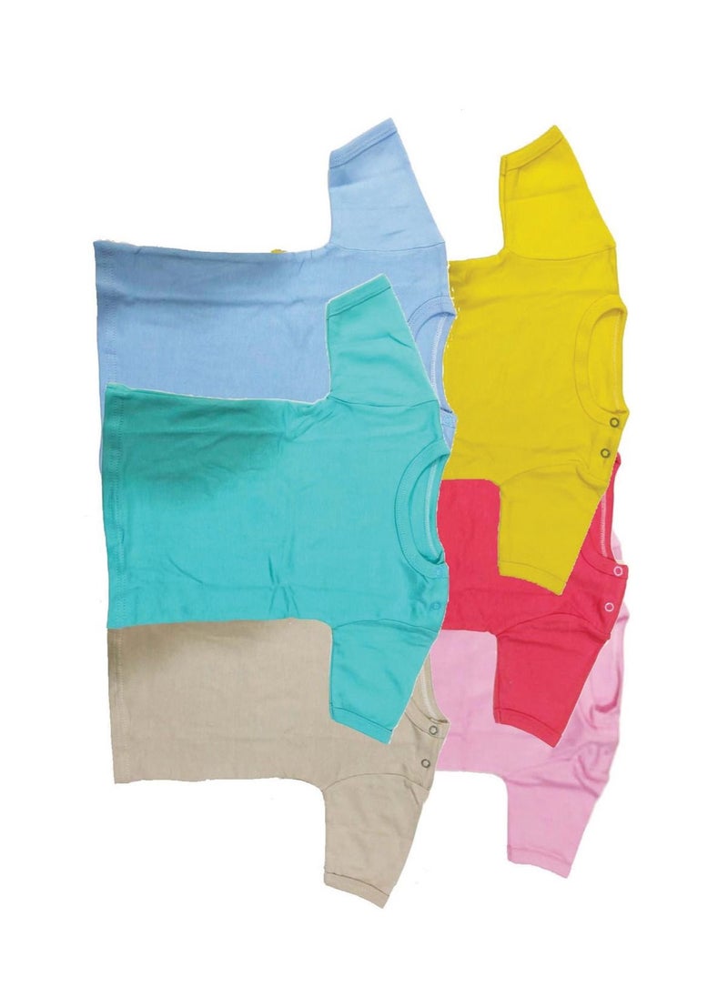 A.M - T-shirt half sleeves cotton 6 pieces multiple colors (the color may differ from the pictures) - Image 1