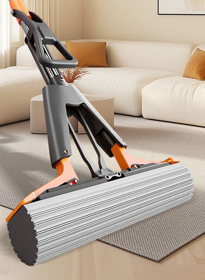 Sponge Mop, Absorbent Mop with 2 Replacement Sponges, Suitable for Kitchen, Bathroom, and Garage Floor Cleaning - Image 1