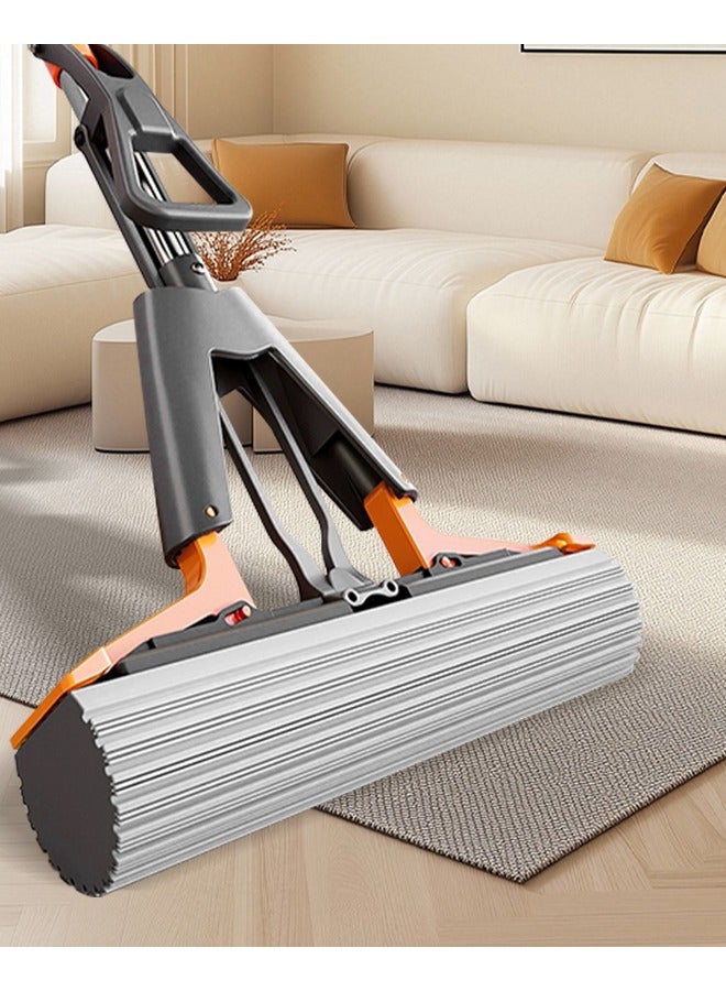 Sponge Mop, Absorbent Mop with 2 Replacement Sponges, Suitable for Kitchen, Bathroom, and Garage Floor Cleaning - Image 2