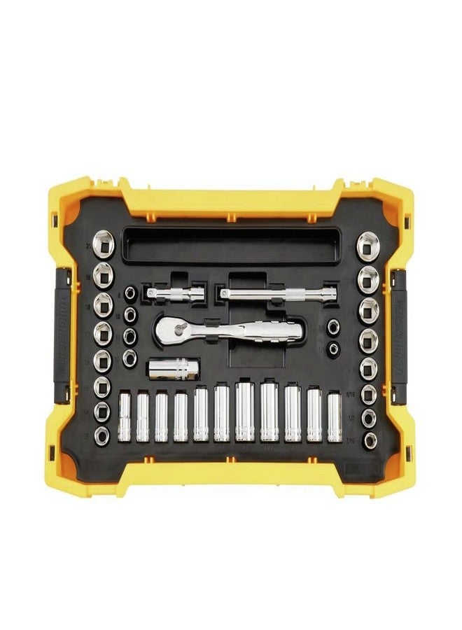 ديوالت طقم مقابس DEWALT مع صينية Toughsystem، مقاس 3/8 بوصة، مجموعة من 37 قطعة (DWMT45400) - Image 1