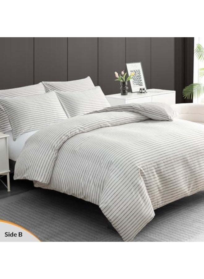 Oryx Home Reversible Microfiber Duvet Cover Set – 3 Piece Soft Bedding Set with Zipper Closure & Pillowcases – Double Brushed Hypoallergenic Quilt Cover - Image 2