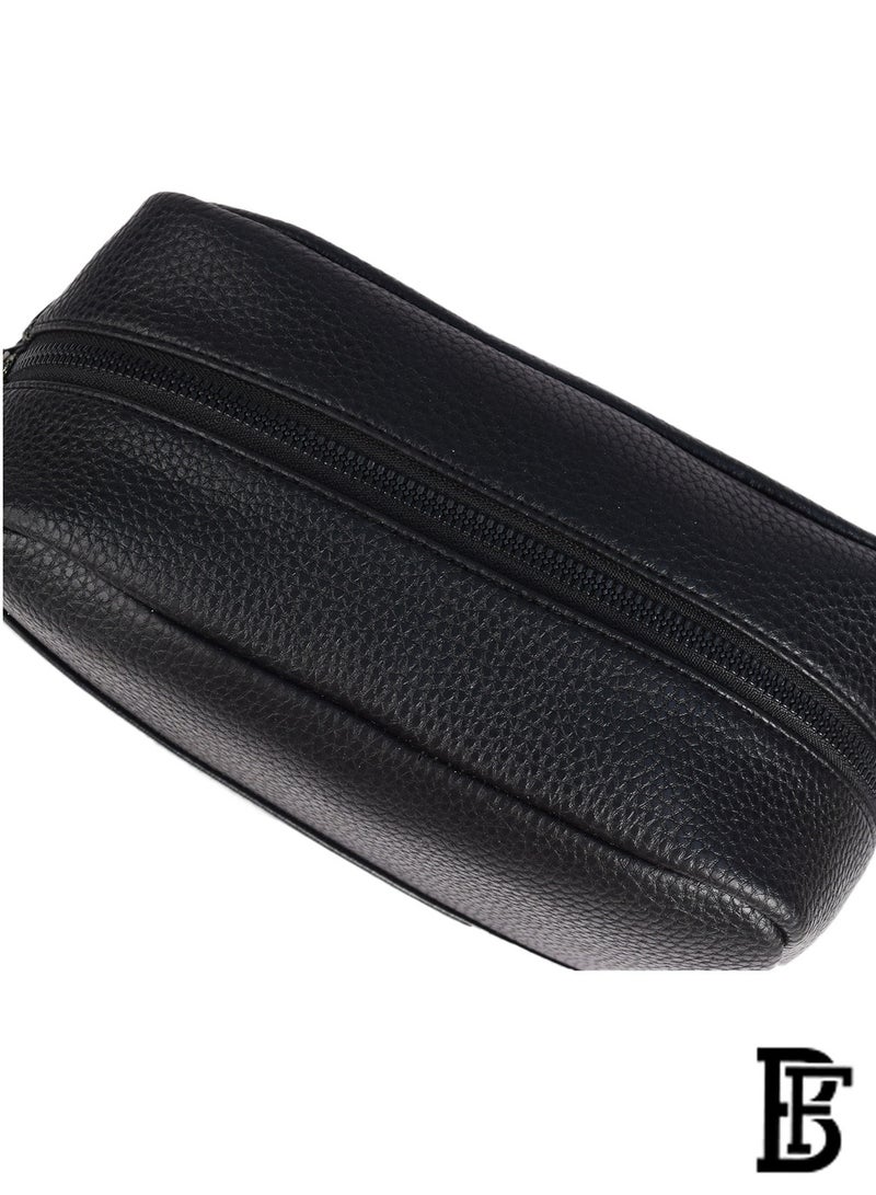 Tommy Hilfiger Plus Tommy Hilfiger Black Wash Leather Hand Bag For Men  - Image 2