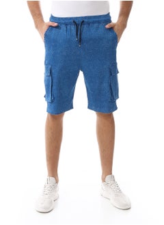 Elastic Waist Cargo Shorts_Heather Royal Blue