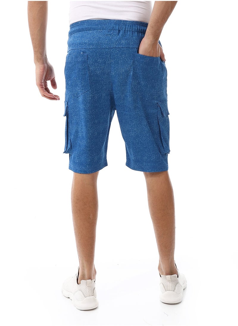 Andora - Elastic Waist Cargo Shorts_Heather Royal Blue - Image 1