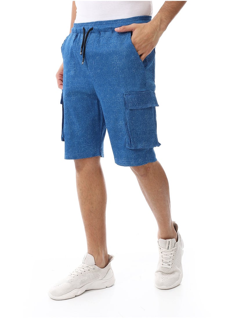Andora - Elastic Waist Cargo Shorts_Heather Royal Blue - Image 1