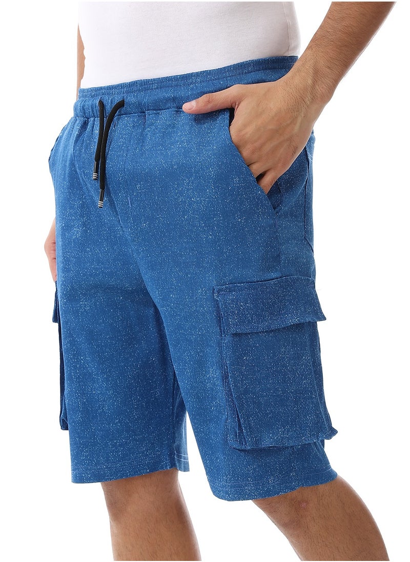 Andora - Elastic Waist Cargo Shorts_Heather Royal Blue - Image 1