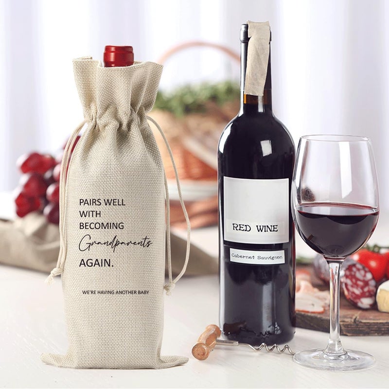 XFW Pregnancy Announcement for Grandparents Gifts for First Time Grandparents Pairs Well with Becoming Grandparents Wine Bag New Grandparent Gifts, 5.6'' x 12.9'' - Image 2