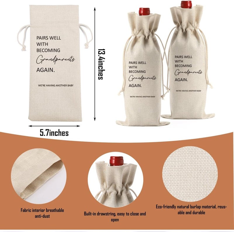 XFW Pregnancy Announcement for Grandparents Gifts for First Time Grandparents Pairs Well with Becoming Grandparents Wine Bag New Grandparent Gifts, 5.6'' x 12.9'' - Image 1