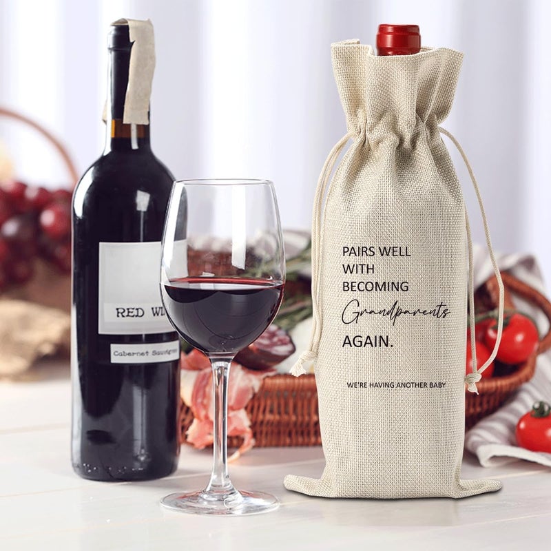 XFW Pregnancy Announcement for Grandparents Gifts for First Time Grandparents Pairs Well with Becoming Grandparents Wine Bag New Grandparent Gifts, 5.6'' x 12.9'' - Image 4