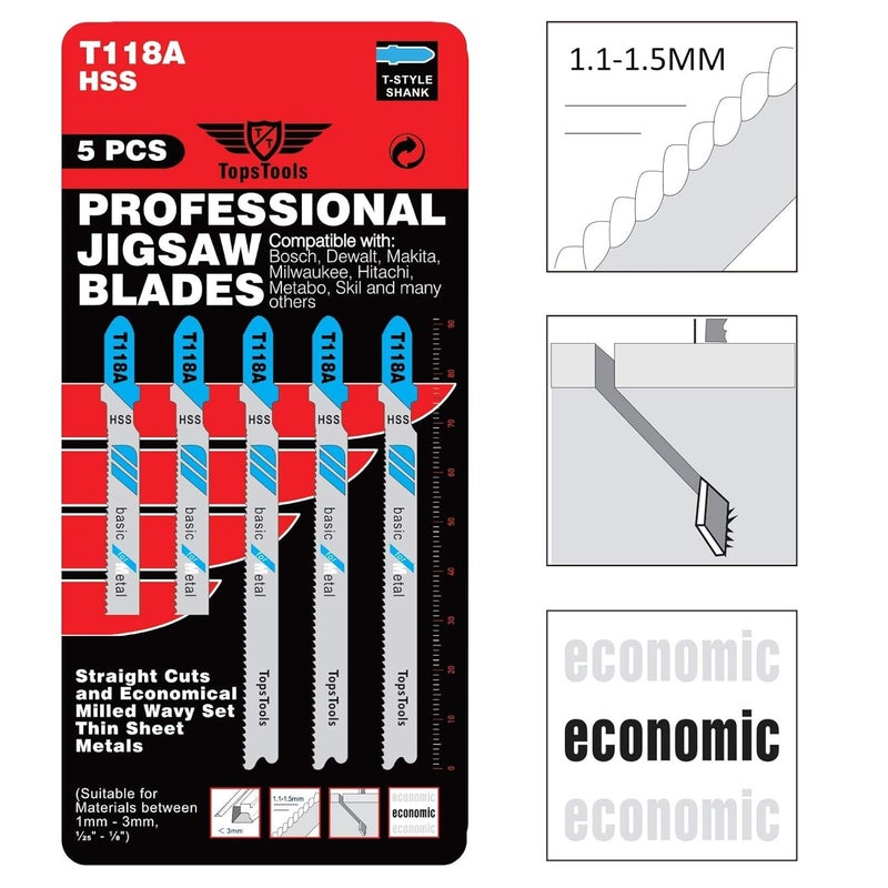 TopsTools 25 x T118A 91mm Jigsaw Blades Designed for Metals - Image 4