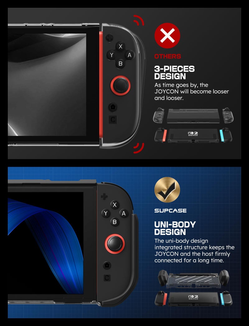 SUPCASE for Nintendo Switch 2 Case 2025 (Unicorn Beetle Pro), [Military-Grade Protection] [Magnetic Joy Con Controllers Friendly] Dockable Integrated Cover Accessories for Nintendo Switch 2, Black - Image 4