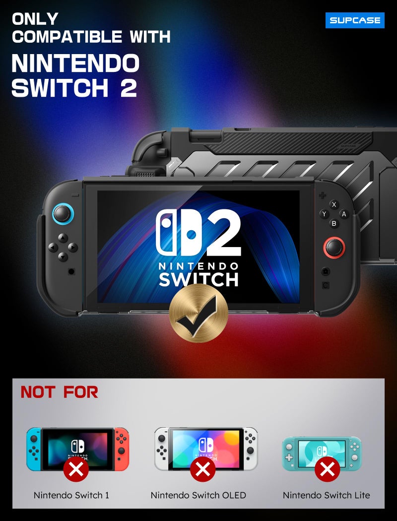 SUPCASE for Nintendo Switch 2 Case 2025 (Unicorn Beetle Pro), [Military-Grade Protection] [Magnetic Joy Con Controllers Friendly] Dockable Integrated Cover Accessories for Nintendo Switch 2, Black - Image 2