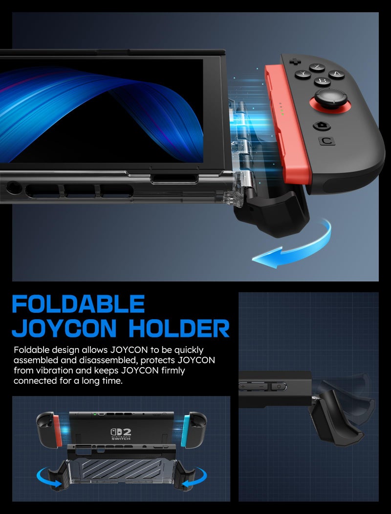 SUPCASE for Nintendo Switch 2 Case 2025 (Unicorn Beetle Pro), [Military-Grade Protection] [Magnetic Joy Con Controllers Friendly] Dockable Integrated Cover Accessories for Nintendo Switch 2, Black - Image 3