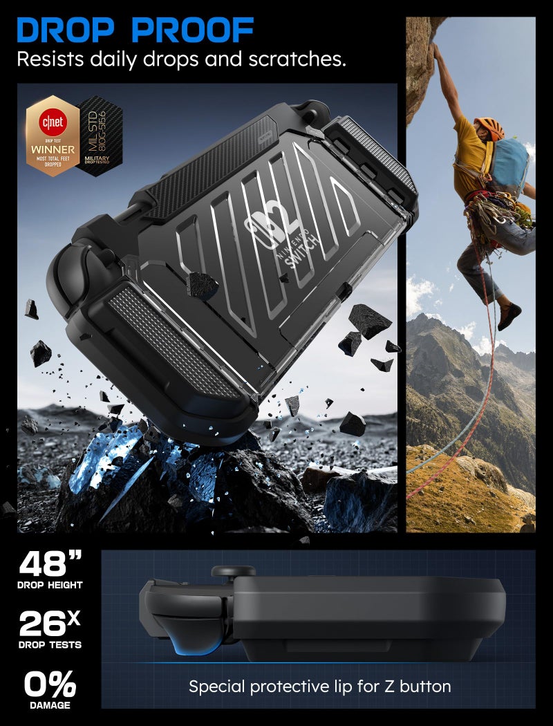 SUPCASE for Nintendo Switch 2 Case 2025 (Unicorn Beetle Pro), [Military-Grade Protection] [Magnetic Joy Con Controllers Friendly] Dockable Integrated Cover Accessories for Nintendo Switch 2, Black - Image 5