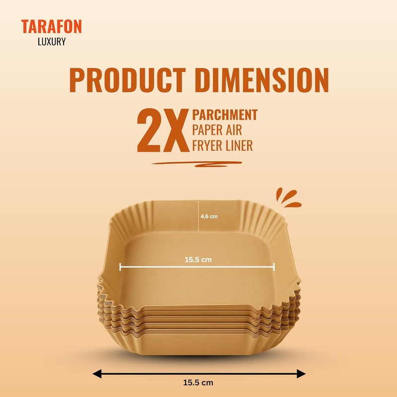TARAFON 100PCS Air Fryer Disposable Paper Liners, 6.3 Inch Non-Stick Liners, Oil-Proof & Water-Proof Baking Liners for Air Fryer, Roasting, Microwave, and Oven Use - Image 2