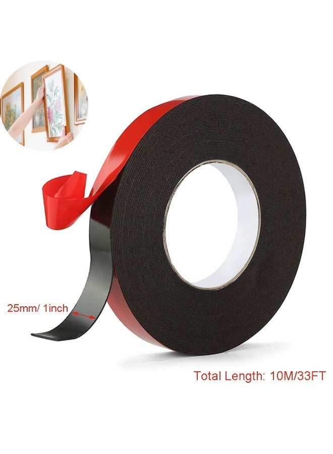 25mm x 10m Double Sided Adhesive Tape, Heavy Duty Double Face Wall Tape Mounting Foam Tape for Wall Picture Hanging Poster - Image 1