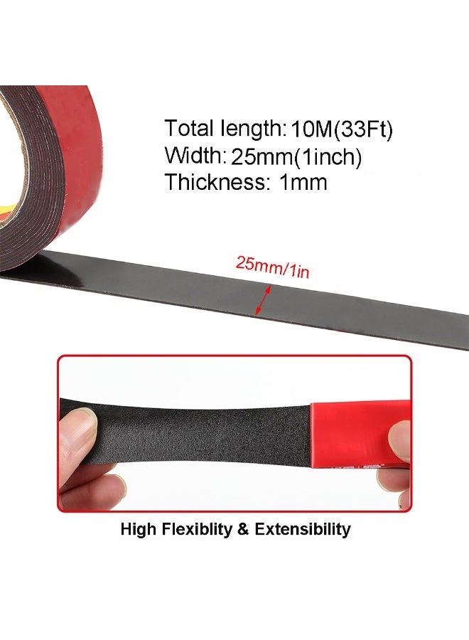25mm x 10m Double Sided Adhesive Tape, Heavy Duty Double Face Wall Tape Mounting Foam Tape for Wall Picture Hanging Poster - Image 2