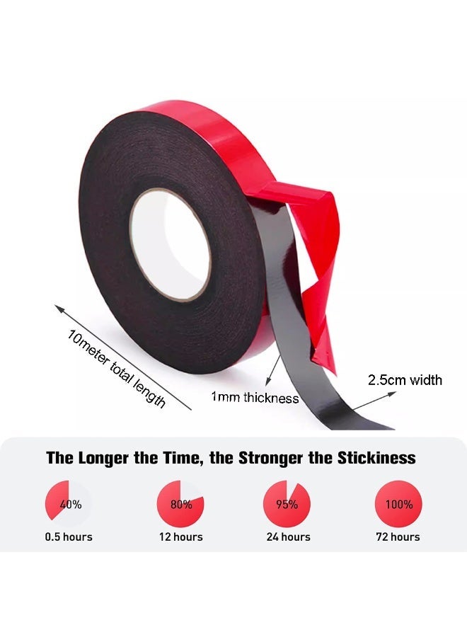 Heavy Duty Double Sided Tape 25mm x 10m, Mounting Strong Adhesive Foam Tape for Automotive, Home, Office Decor (25mm x 10m) - Image 2