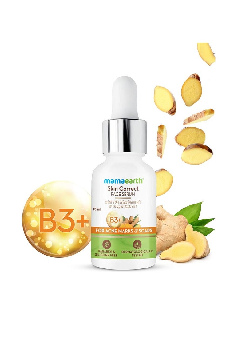 Mamaearth Skin Correct Face Serum With Niacinamide and Ginger Extract For Acne Marks and Scars, 15ml