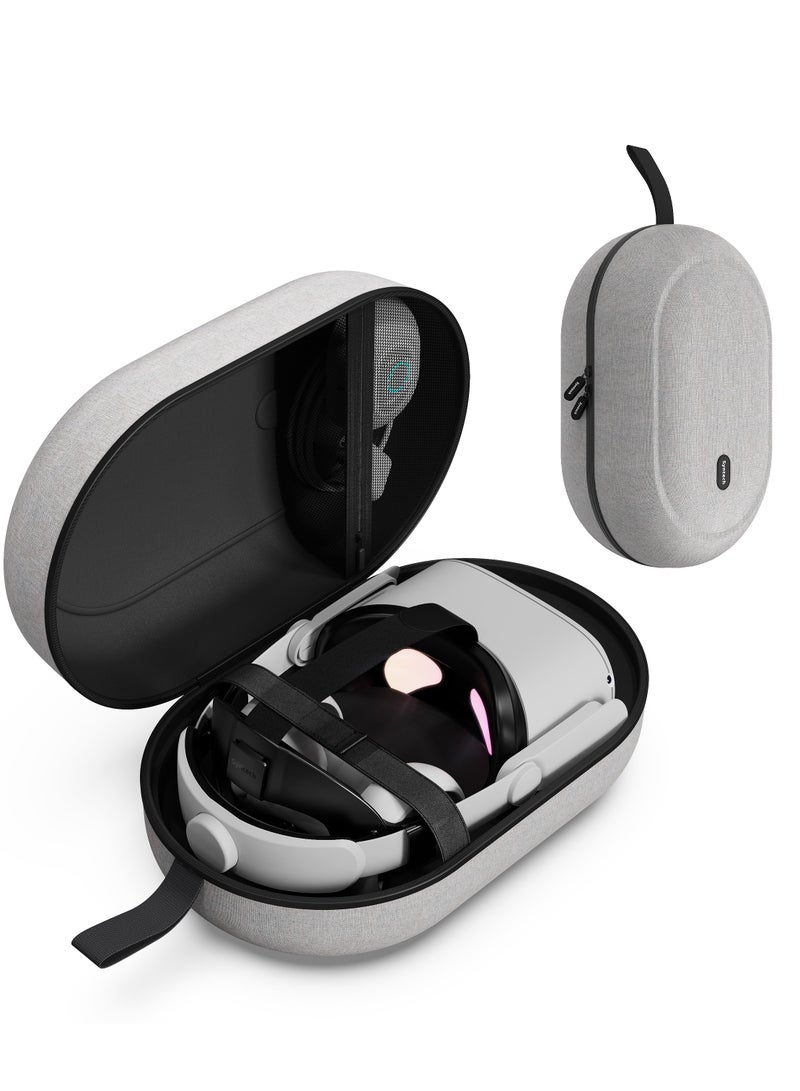 سينتيك حقيبة حمل صلبة كبيرة Syntech لنظارة Meta Quest 3/2/Pro/Pico 4 - متوافقة مع حزام الرأس إيليت (Elite Strap) وأدوات التحكم (Touch Controllers) - سعة عالية للتخزين والسفر (الحجم الكبير - رمادي) - Image 1
