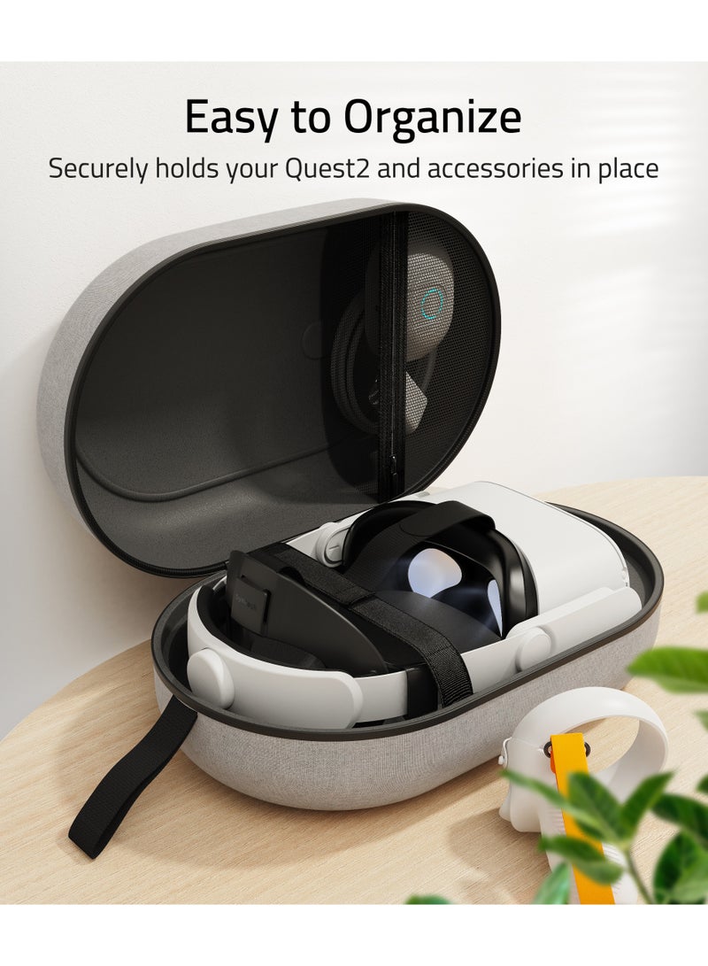 سينتيك حقيبة حمل صلبة كبيرة Syntech لنظارة Meta Quest 3/2/Pro/Pico 4 - متوافقة مع حزام الرأس إيليت (Elite Strap) وأدوات التحكم (Touch Controllers) - سعة عالية للتخزين والسفر (الحجم الكبير - رمادي) - Image 3