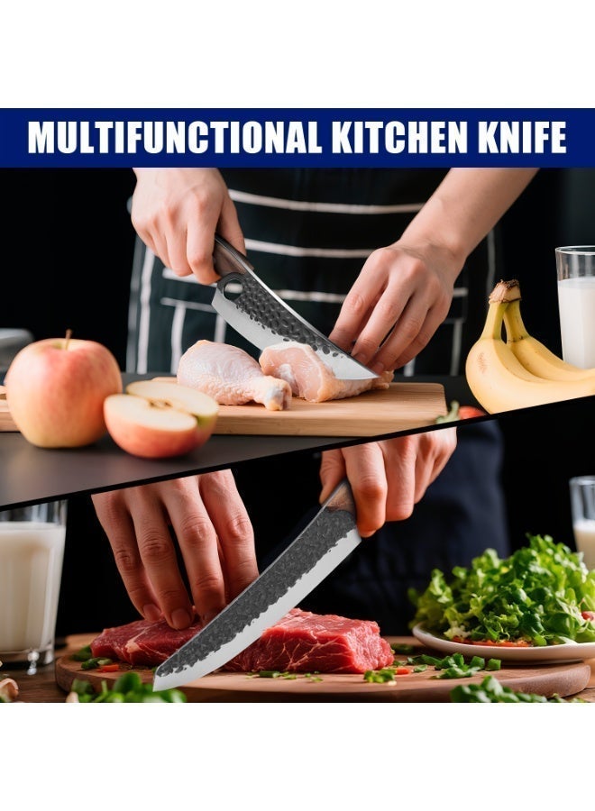 OSOOKE 8-piece handmade meat cutting knife set, professional chef and outdoor cooking, Serbian knife - sharp and durable knife, wooden handle with knife roll - Image 5