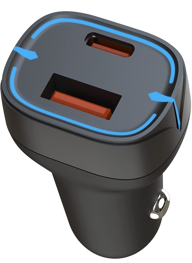 XO CC37 20W PD+QC Quick Charger Dual USB Fast Charging Car Power Adapter for 13 Pro/13 Pro Max/13/13 mini/12 Pro Max/11Pro Max, ,Galaxy S20 S10,etc. (White) - Image 1